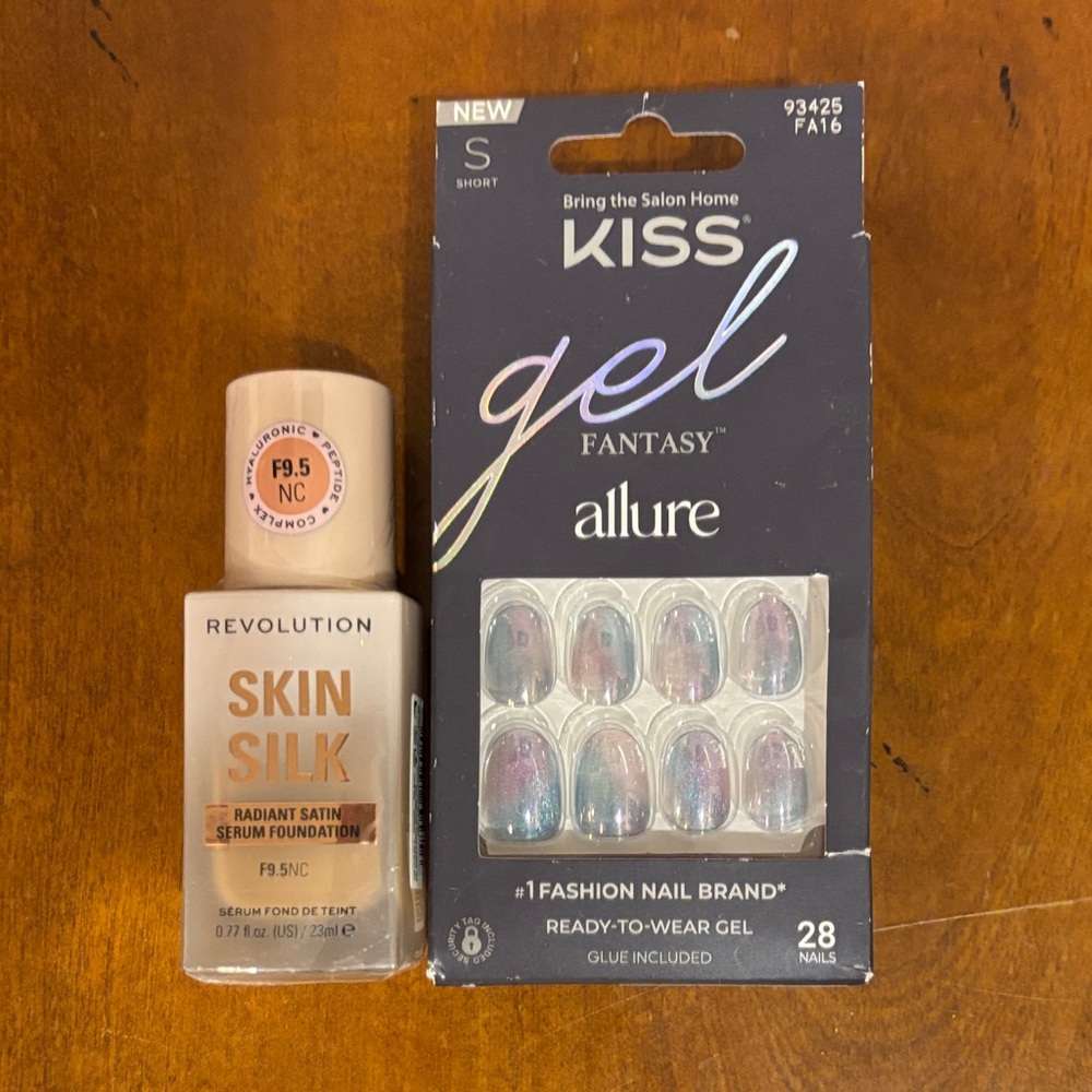 Kiss Gel Fantasy Allure Nails with Revolution Skin Silk Foundation in F9.5 NC